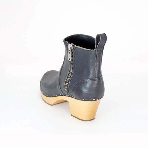 Swedish Hasbeens ‘Zip It Emy’ Women's Clog Bootie In Black Leather:Us 7 EU 37 - Picture 3 of 11